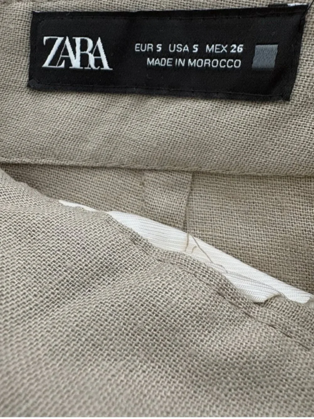 Zara NEW Linen Blend Wide Leg Trousers | Taupe Beige | Size Small | NWT |